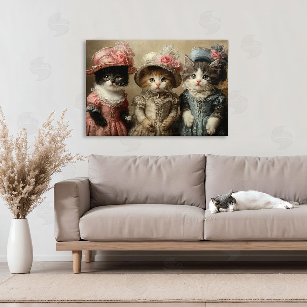 The Wands Want Vintage Dress Cats Stretched Canvas Wall Art in Room