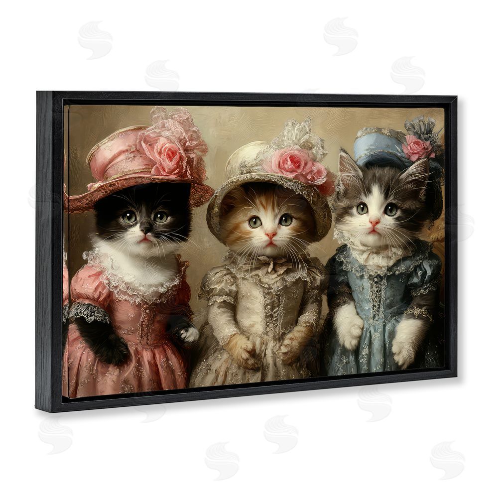 The Wands Want Vintage Dress Cats Black Floating Frame Canvas Wall Art Print
