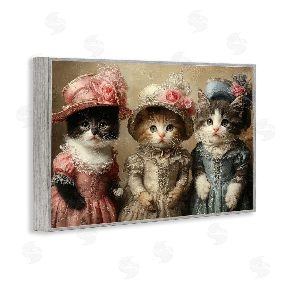 The Wands Want Vintage Dress Cats Gray Framed Giclee Wall Art Print