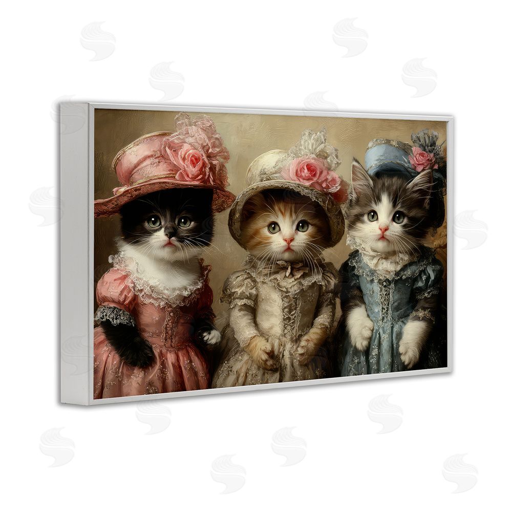 The Wands Want Vintage Dress Cats White Framed Giclee Wall Art Print