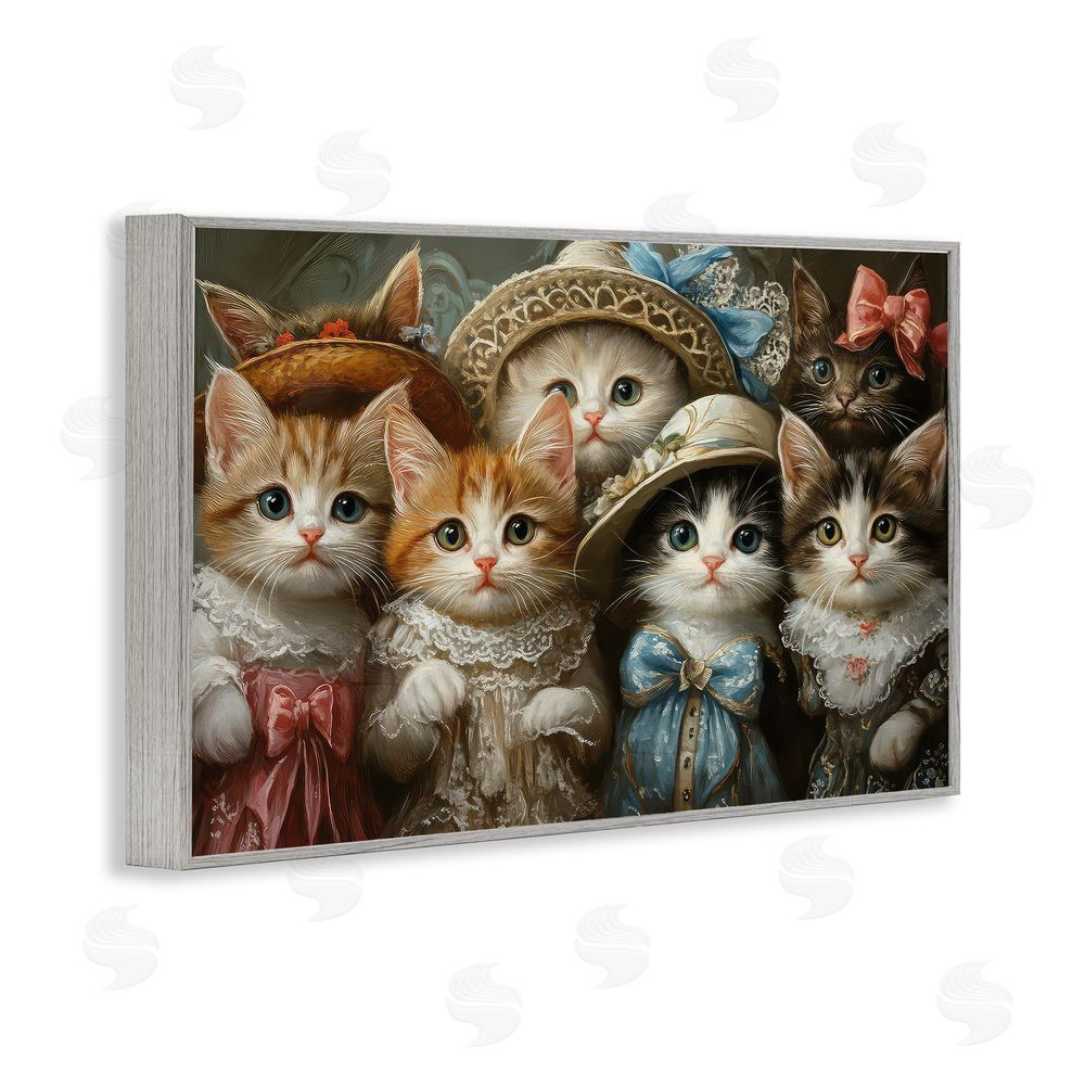 The Wands Want Fashionable Vintage Cats Gray Framed Giclee Wall Art Print