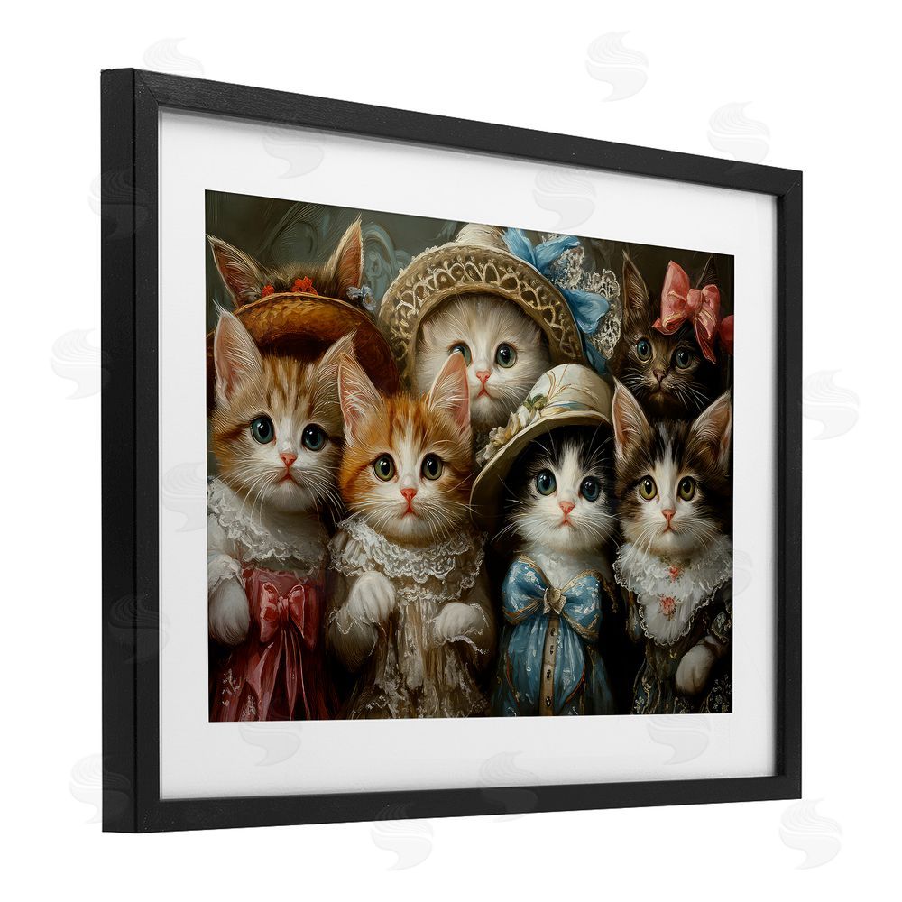 The Wands Want Fashionable Vintage Cats Black Framed Print Under Glass Wall Art