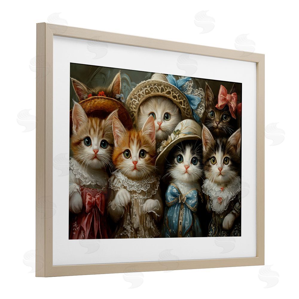 The Wands Want Fashionable Vintage Cats Brown Framed Print Under Glass Wall Art