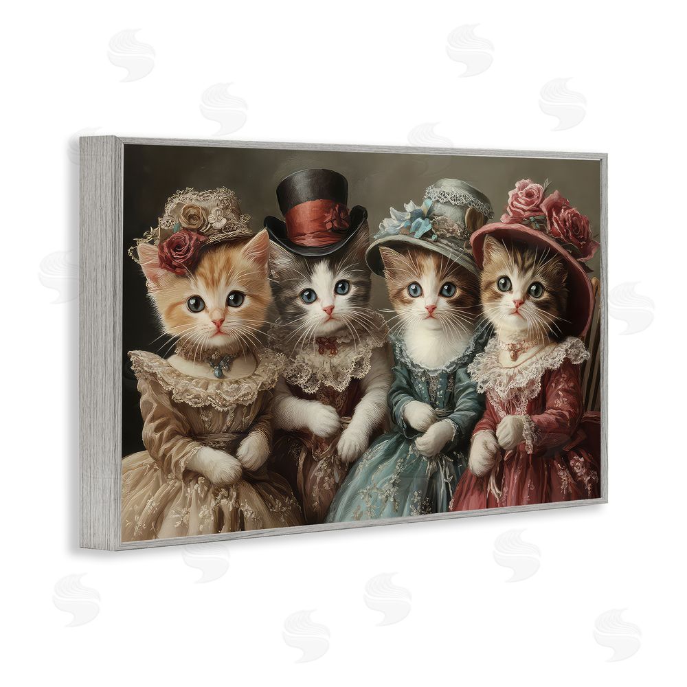 The Wands Want Vintage Dress Kittens Gray Framed Giclee Wall Art Print