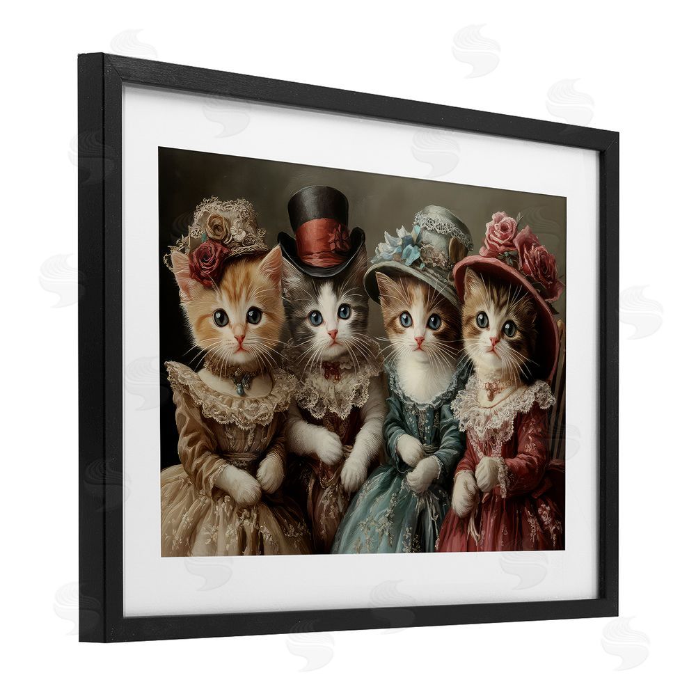 The Wands Want Vintage Dress Kittens Black Framed Print Under Glass Wall Art