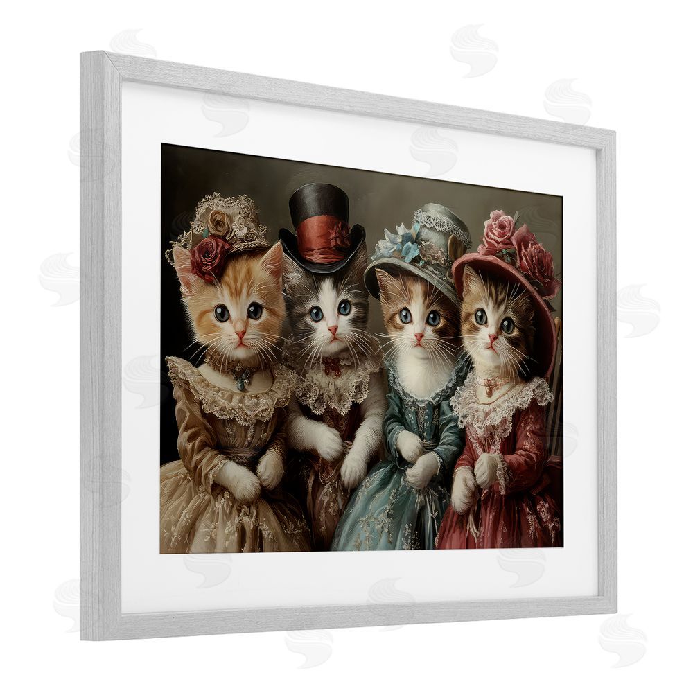 The Wands Want Vintage Dress Kittens Gray Framed Print Under Glass Wall Art