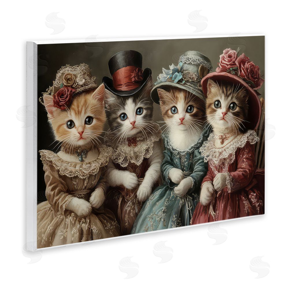 The Wands Want Vintage Dress Kittens Wooden Wall Plaque Art Print