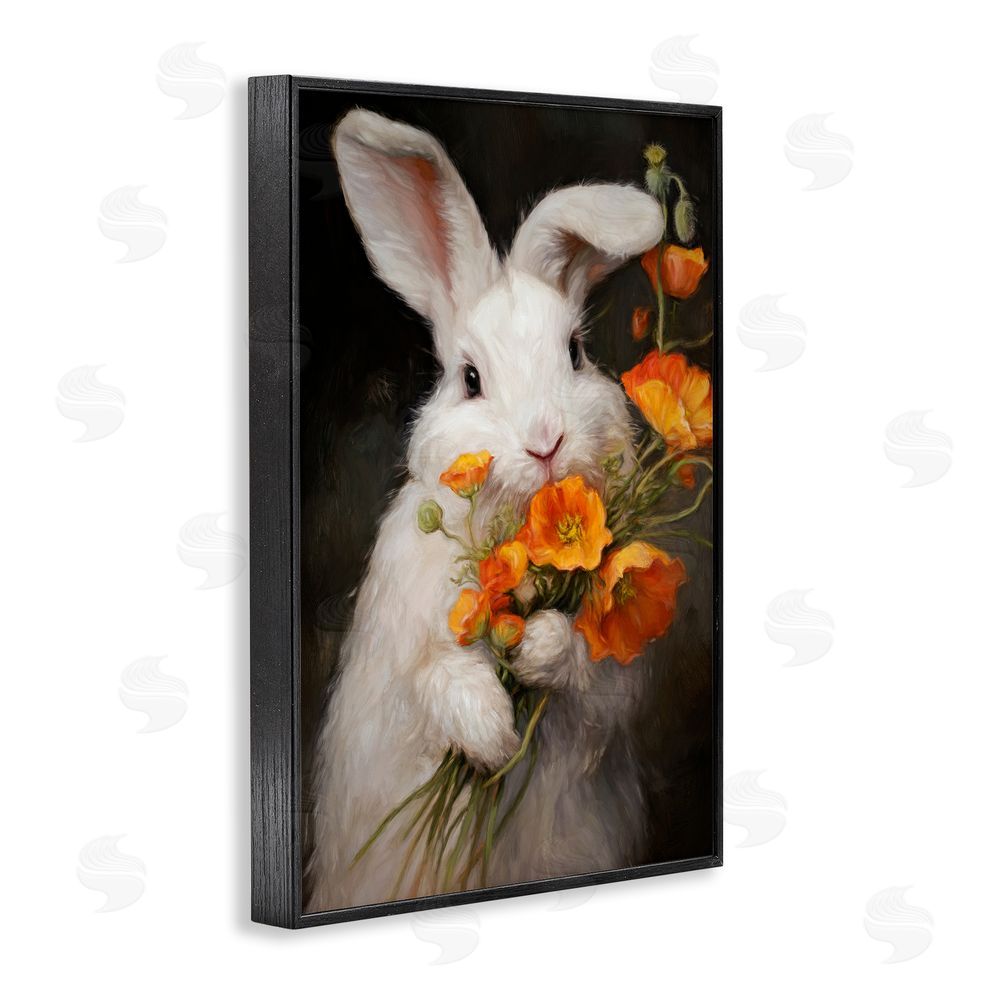 Tina LeCour Floppy Loves Her Poppies Black Framed Giclee Wall Art Print