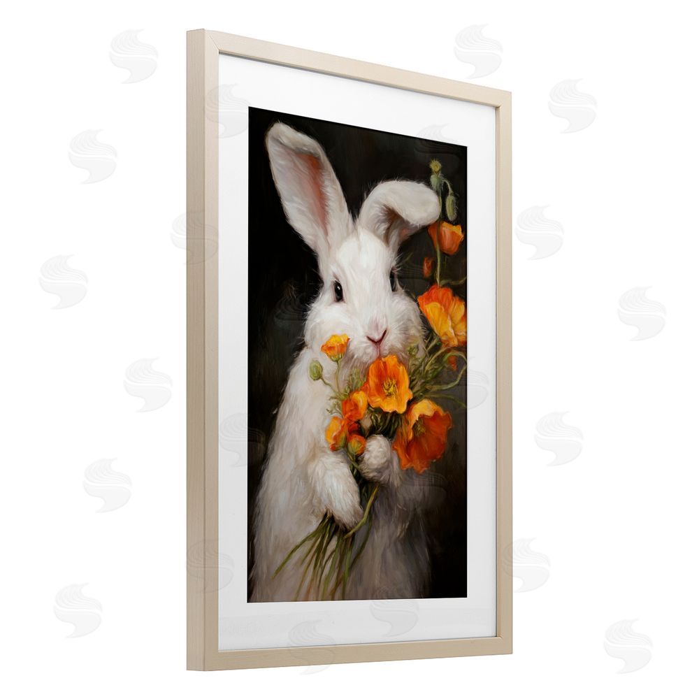 Tina LeCour Floppy Loves Her Poppies Brown Framed Print Under Glass Wall Art