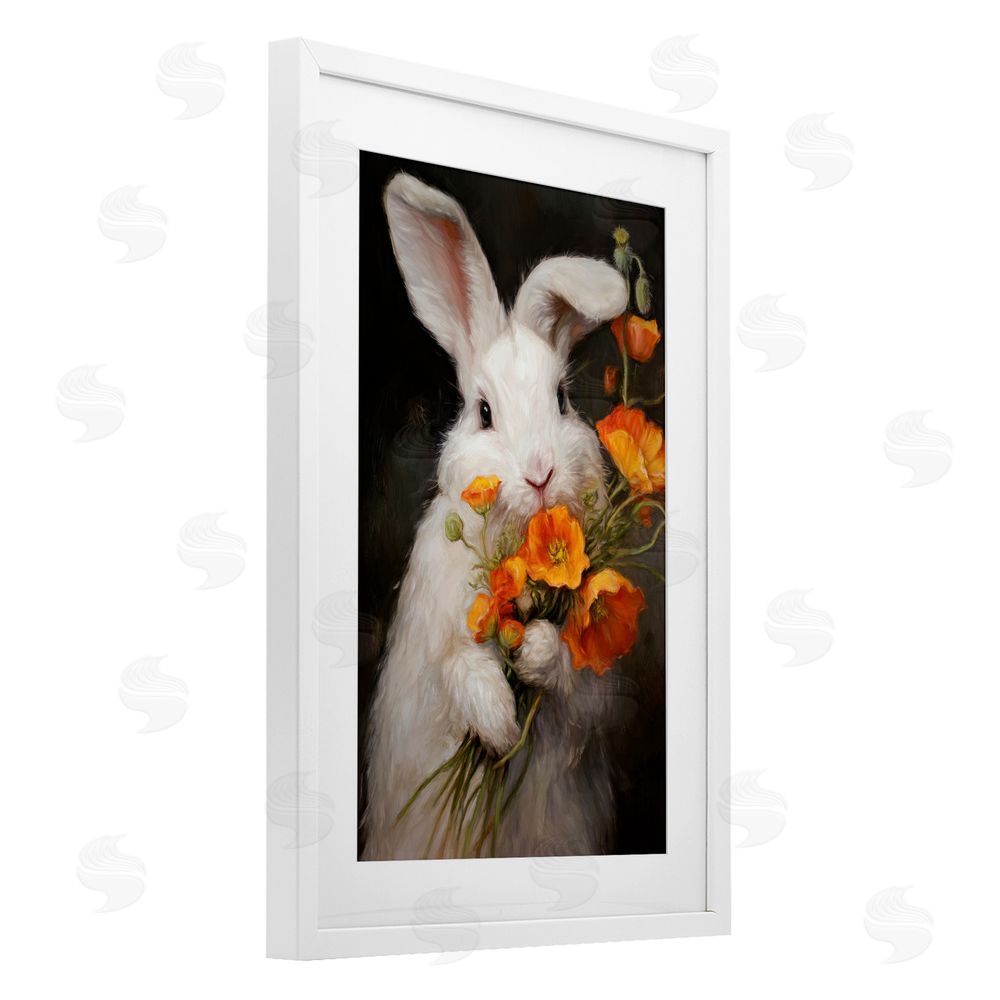 Tina LeCour Floppy Loves Her Poppies White Framed Print Under Glass Wall Art
