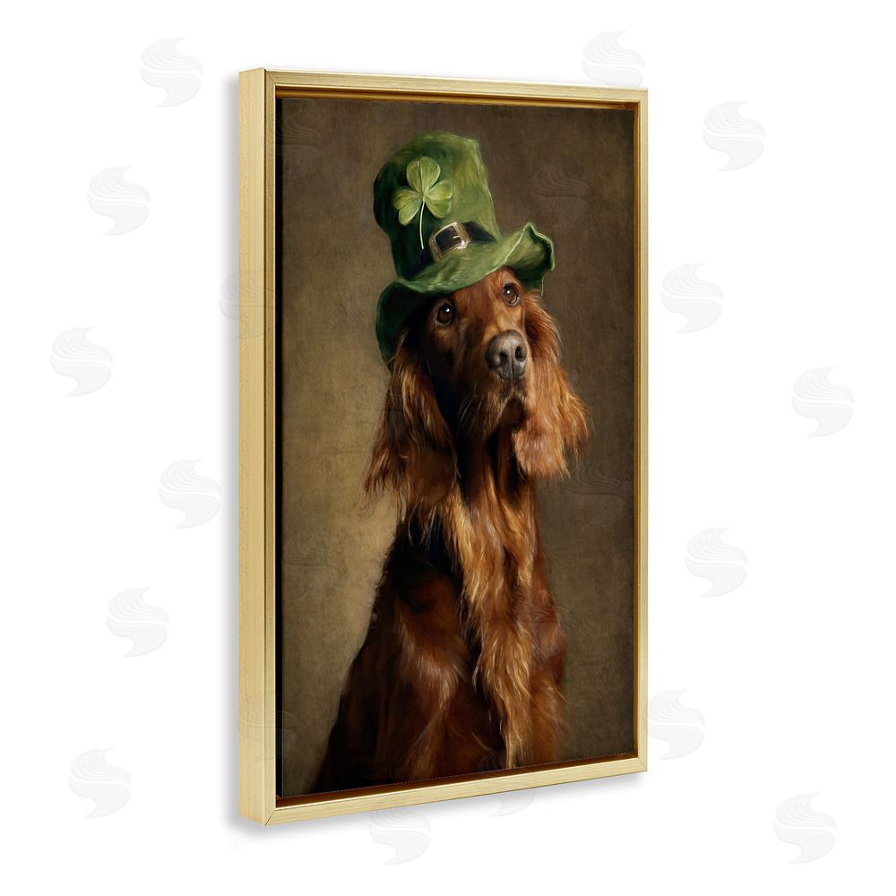 Tina LeCour The Irish Setter Portrait Gold Floating Frame Canvas Wall Art Print