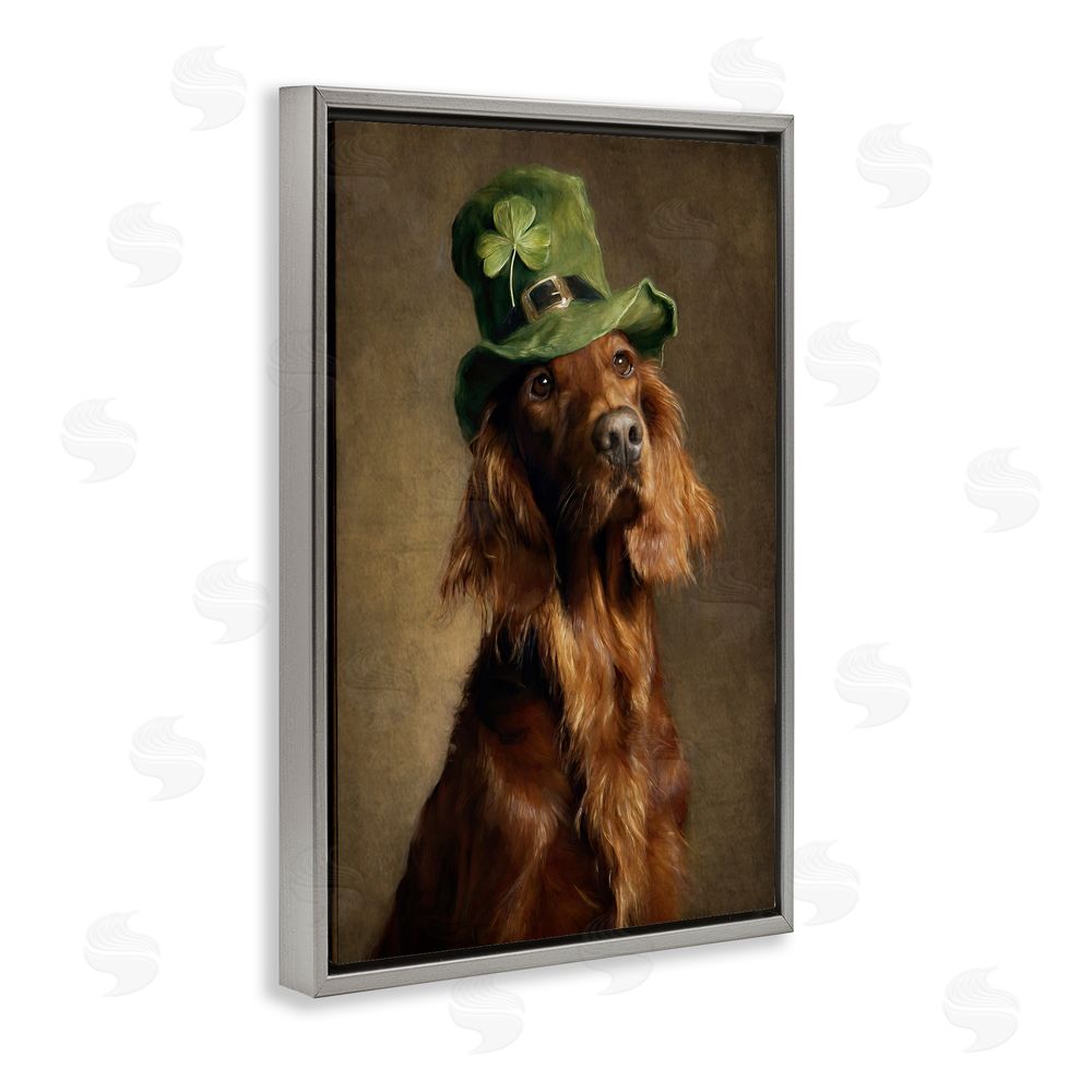 Tina LeCour The Irish Setter Portrait Gray Floating Frame Canvas Wall Art Print