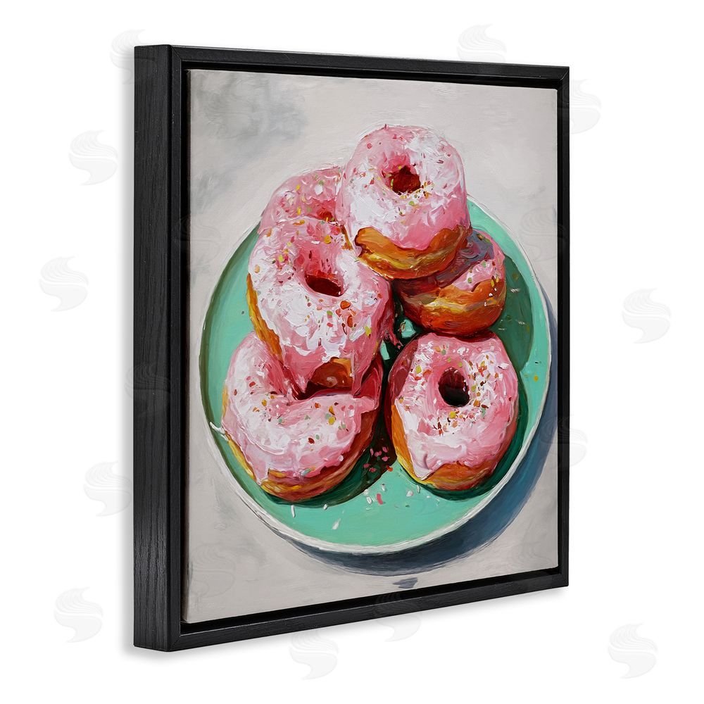 Tina LeCour Pink Frosted Donuts Black Floating Frame Canvas Wall Art Print