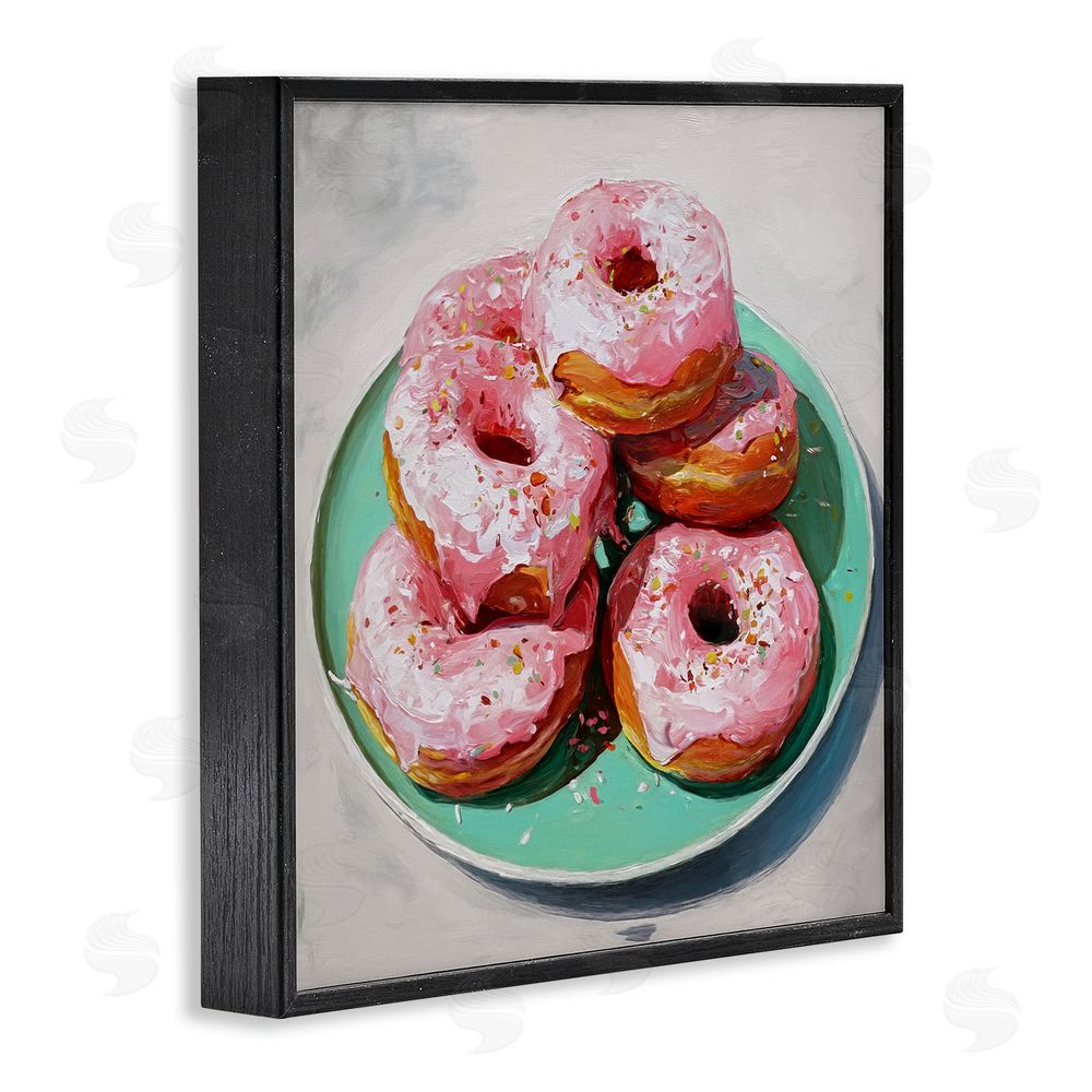 Tina LeCour Pink Frosted Donuts Black Framed Giclee Wall Art Print
