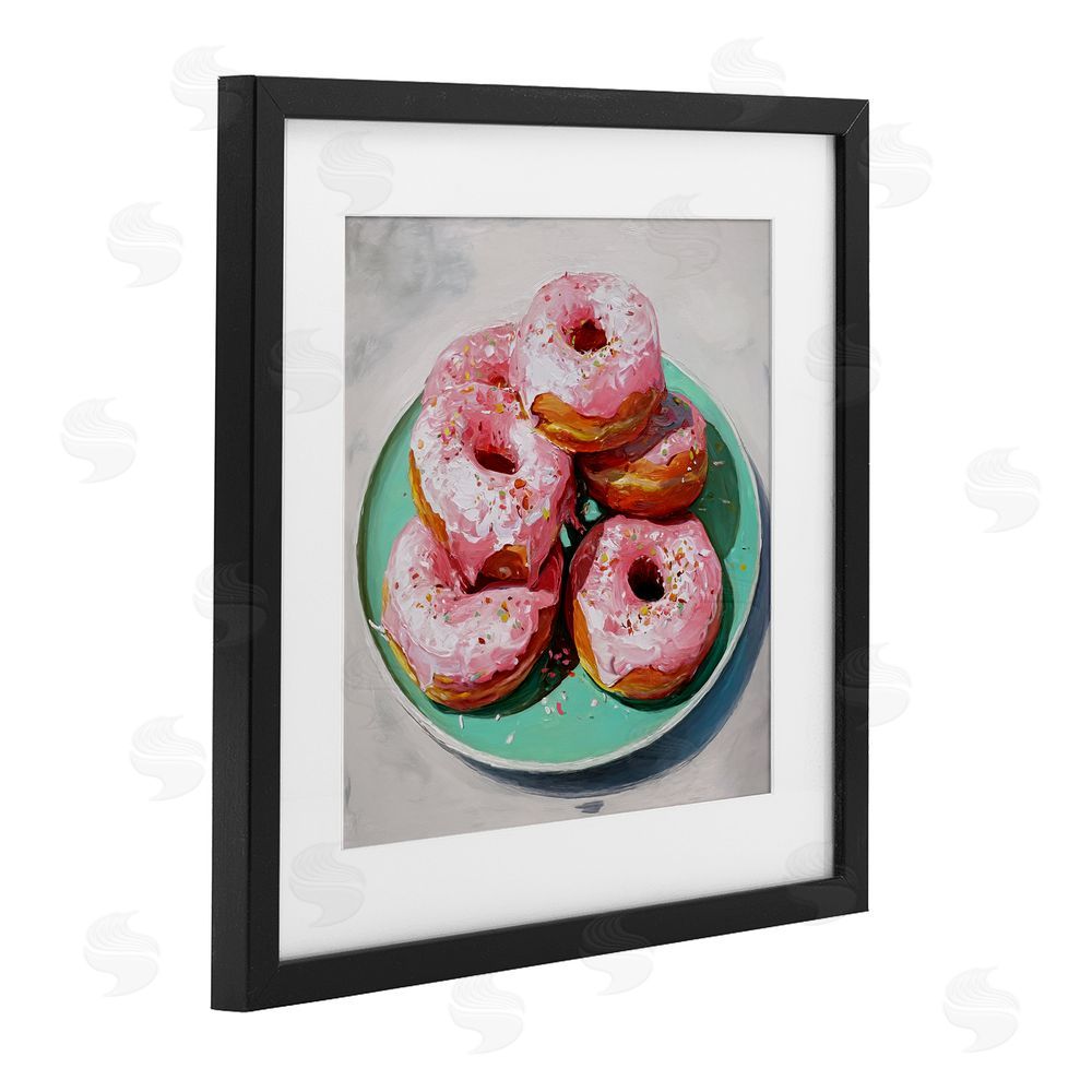 Tina LeCour Pink Frosted Donuts Black Framed Print Under Glass Wall Art