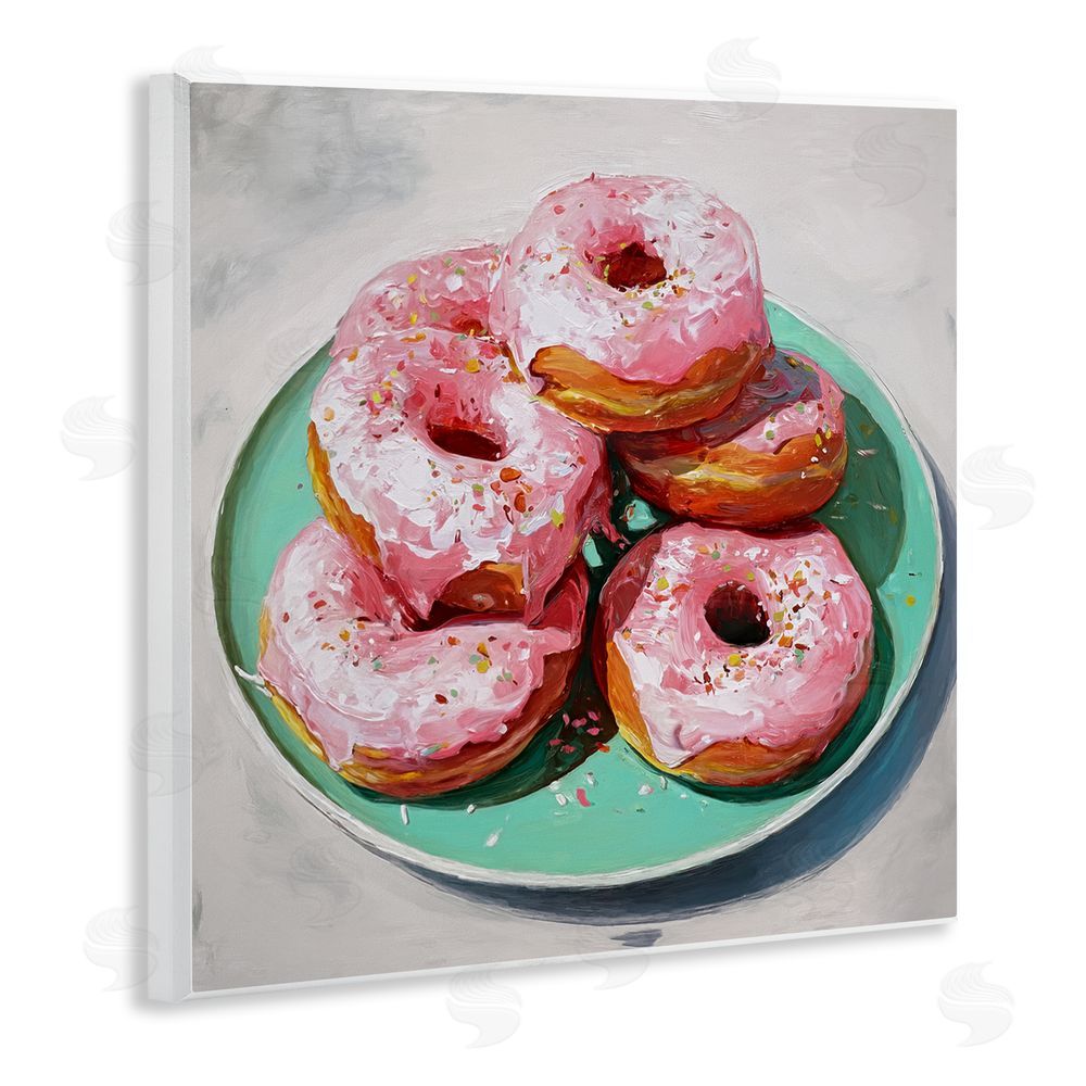 Tina LeCour Pink Frosted Donuts Wooden Wall Plaque Art Print