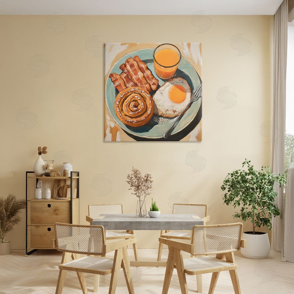 Tina LeCour Cinnamon Roll Breakfast Stretched Canvas Wall Art in Room