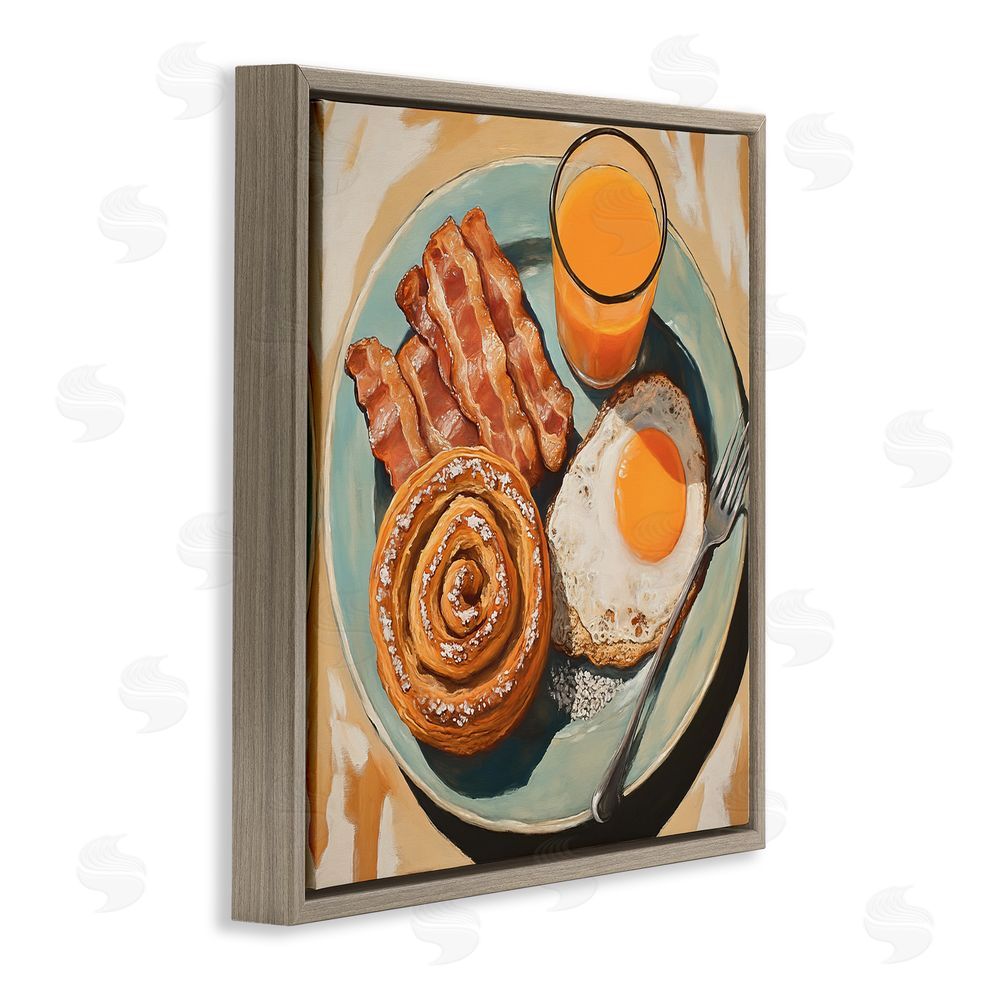 Tina LeCour Cinnamon Roll Breakfast Brown Floating Frame Canvas Wall Art Print