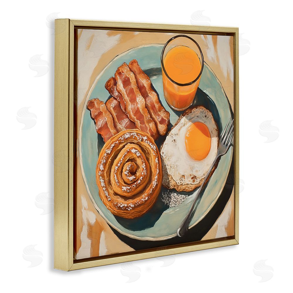Tina LeCour Cinnamon Roll Breakfast Gold Floating Frame Canvas Wall Art Print
