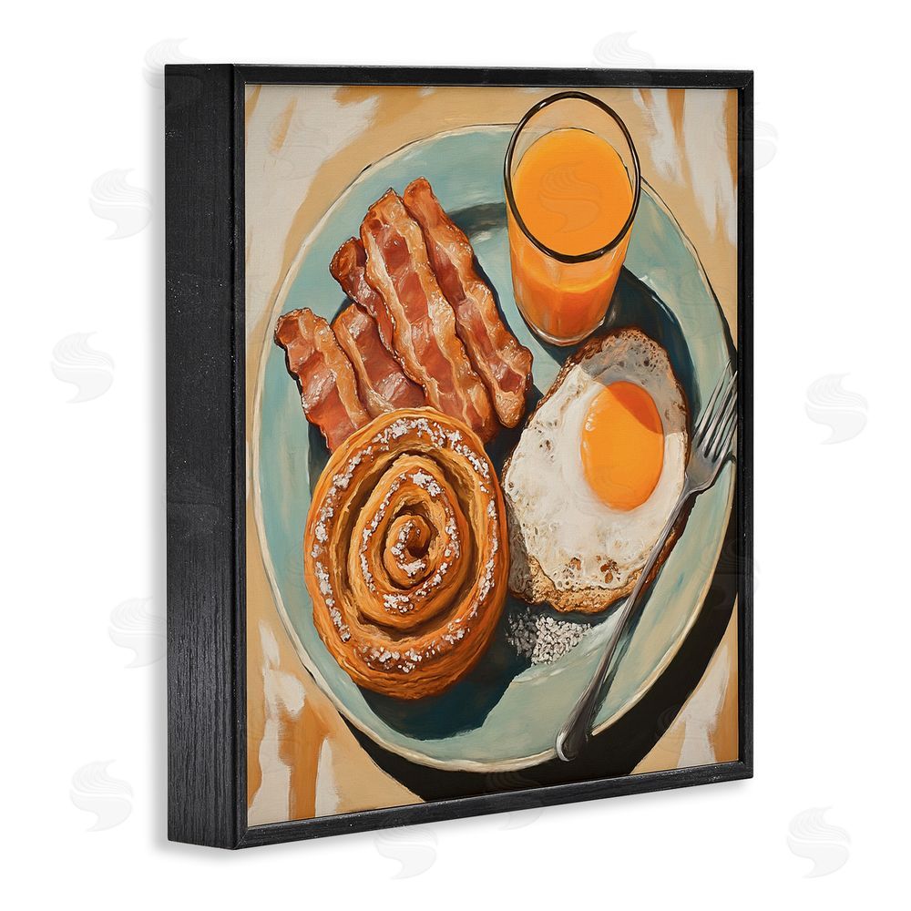 Tina LeCour Cinnamon Roll Breakfast Black Framed Giclee Wall Art Print