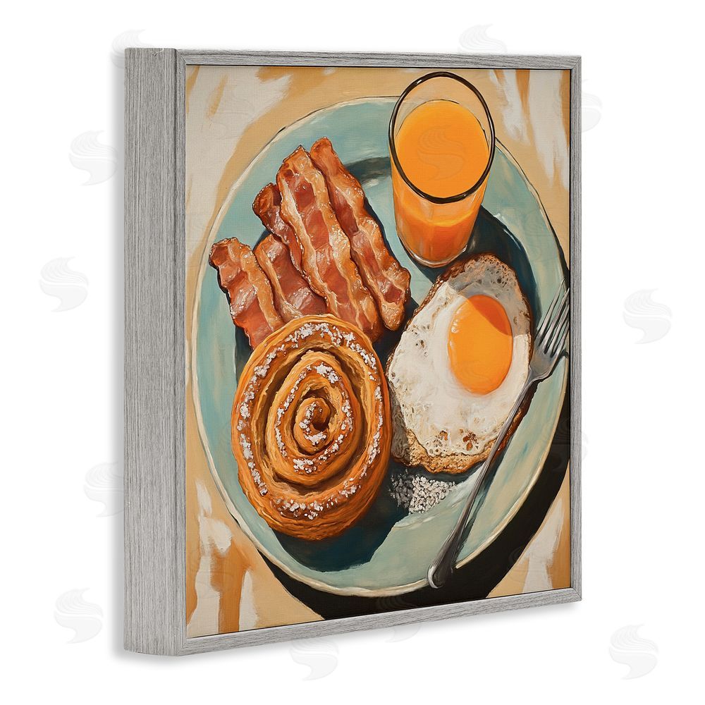 Tina LeCour Cinnamon Roll Breakfast Gray Framed Giclee Wall Art Print