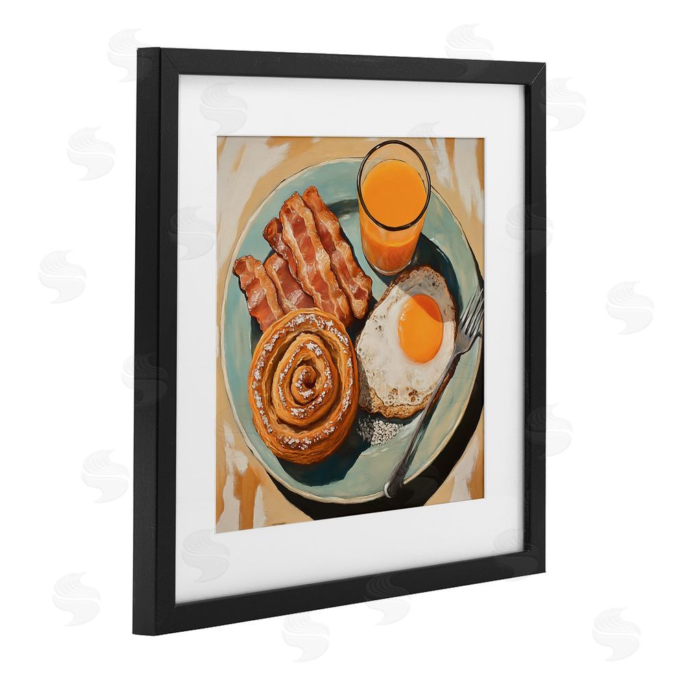 Tina LeCour Cinnamon Roll Breakfast Black Framed Print Under Glass Wall Art