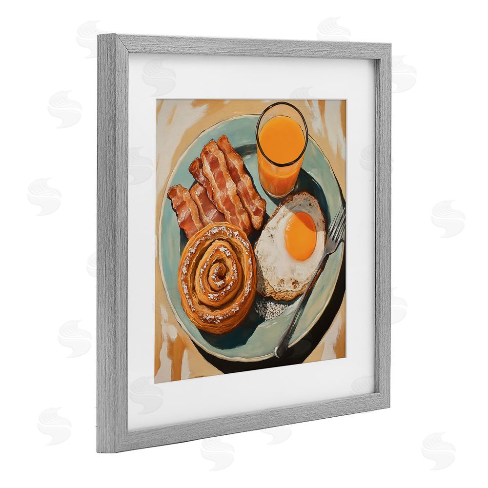 Tina LeCour Cinnamon Roll Breakfast Gray Framed Print Under Glass Wall Art