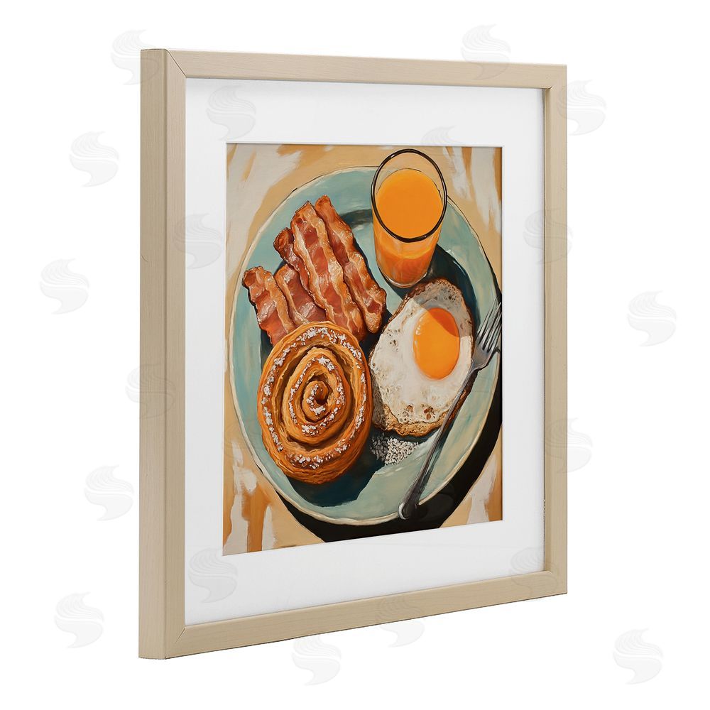 Tina LeCour Cinnamon Roll Breakfast Brown Framed Print Under Glass Wall Art