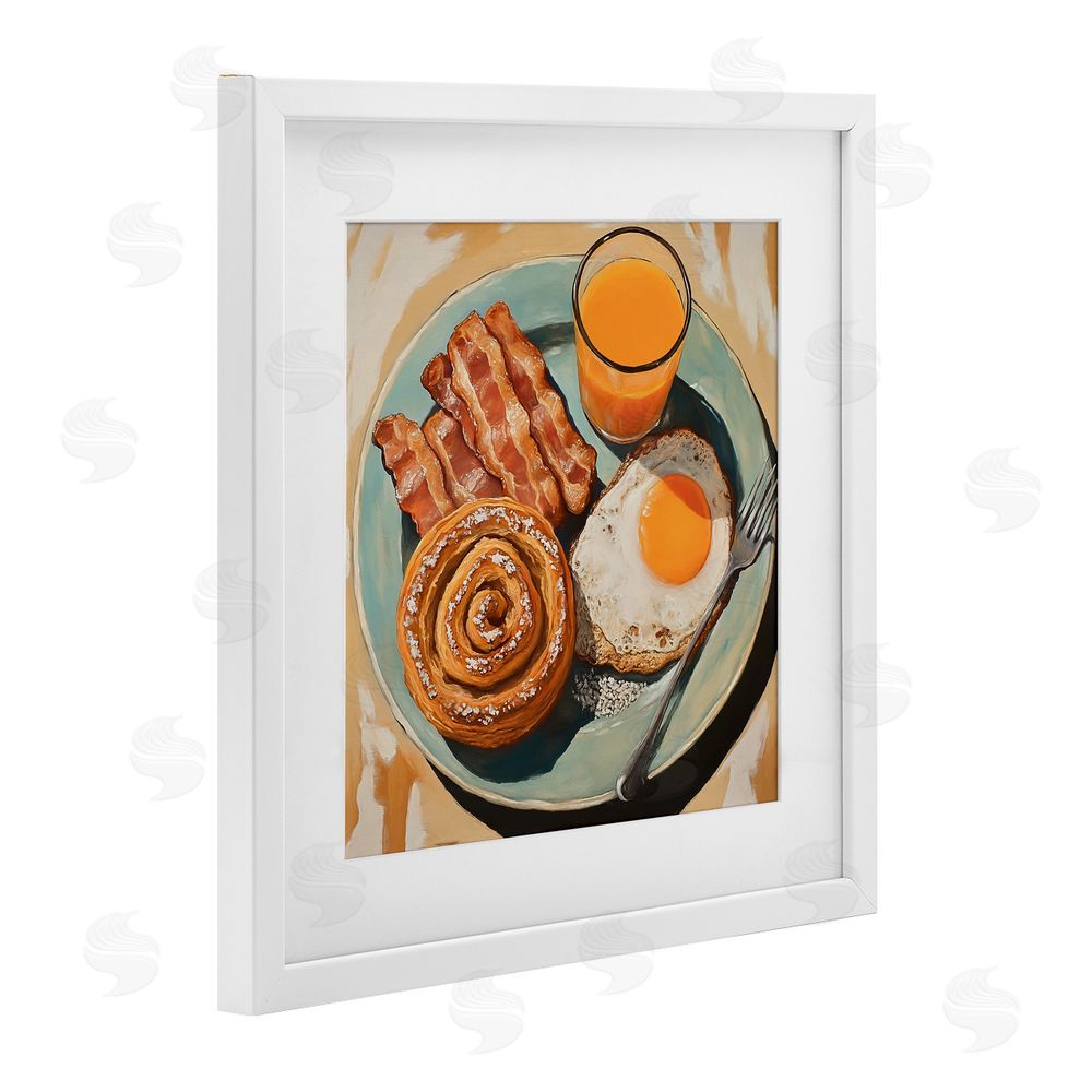Tina LeCour Cinnamon Roll Breakfast White Framed Print Under Glass Wall Art