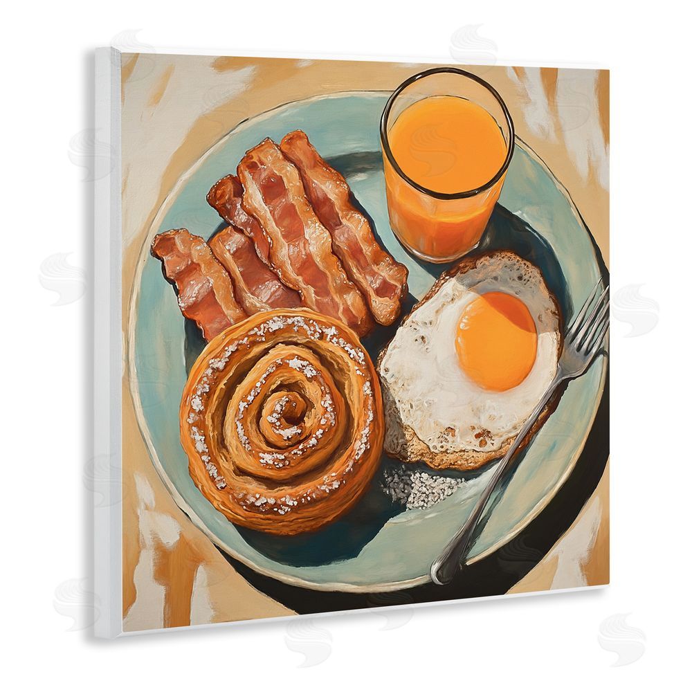 Tina LeCour Cinnamon Roll Breakfast Wooden Wall Plaque Art Print