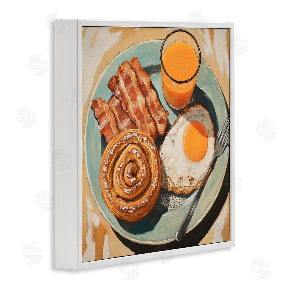 Tina LeCour Cinnamon Roll Breakfast White Framed Giclee Wall Art Print