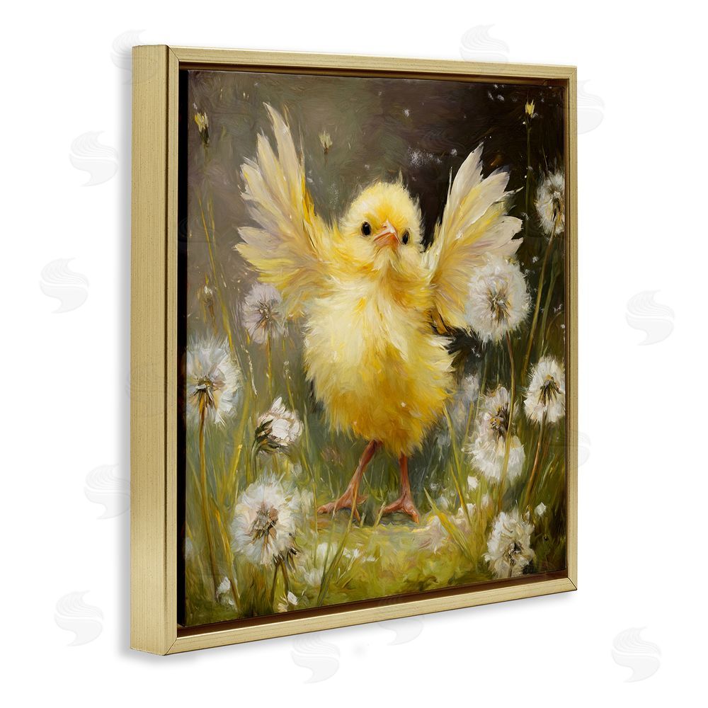 Tina LeCour Free As A Peep Chick Gold Floating Frame Canvas Wall Art Print