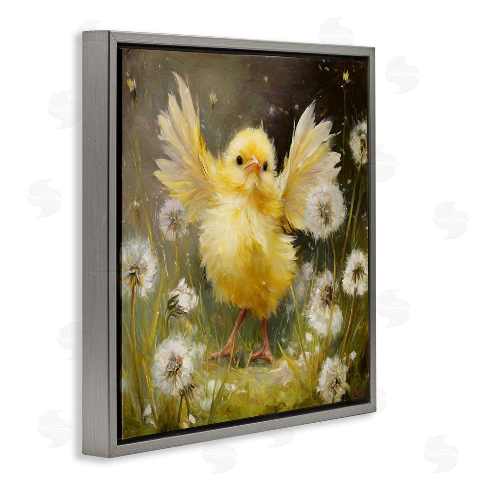 Tina LeCour Free As A Peep Chick Gray Floating Frame Canvas Wall Art Print