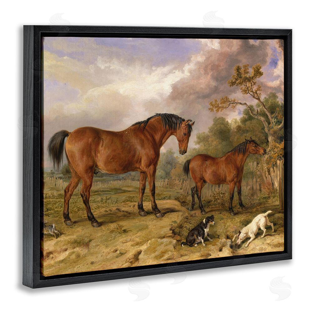 Tina LeCour Classic Portrait of Horses Black Floating Frame Canvas Wall Art Print