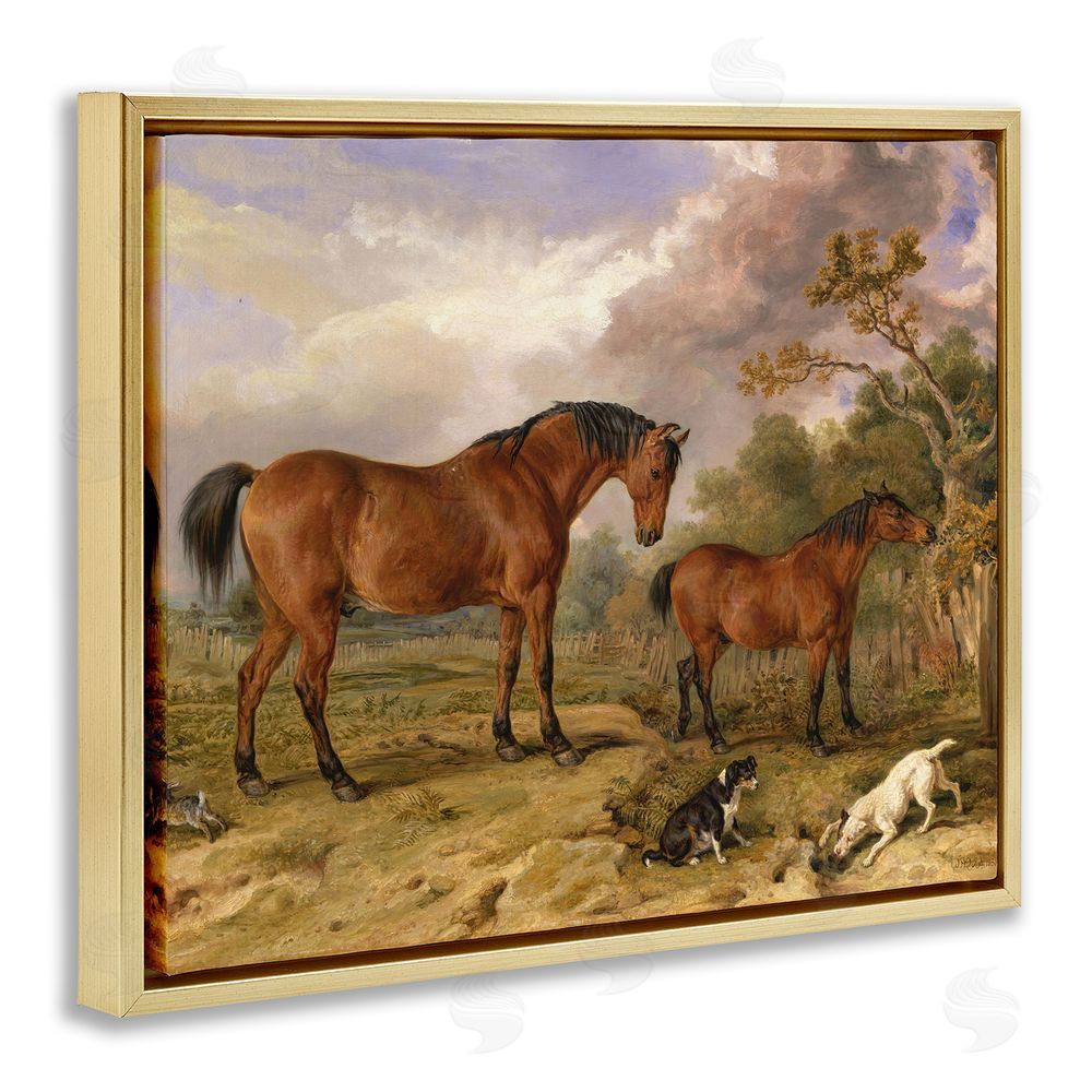 Tina LeCour Classic Portrait of Horses Gold Floating Frame Canvas Wall Art Print