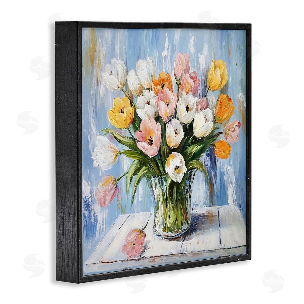 Tina LeCour Her Cottage Garden Tulips Black Framed Giclee Wall Art Print