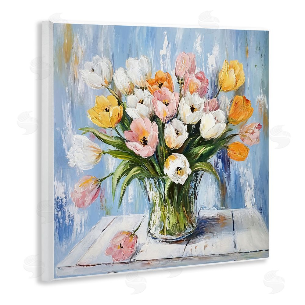 Tina LeCour Her Cottage Garden Tulips Wooden Wall Plaque Art Print