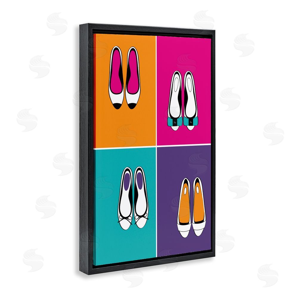 Martina Pavlova Bold Pop Trendy Flats Black Floating Frame Stretched Canvas Wall Art Print