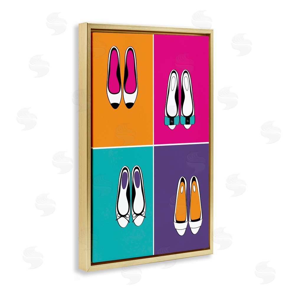 Martina Pavlova Bold Pop Trendy Flats Gold Floating Frame Stretched Canvas Wall Art Print