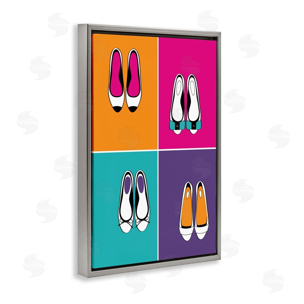 Martina Pavlova Bold Pop Trendy Flats Gray Floating Frame Stretched Canvas Wall Art Print