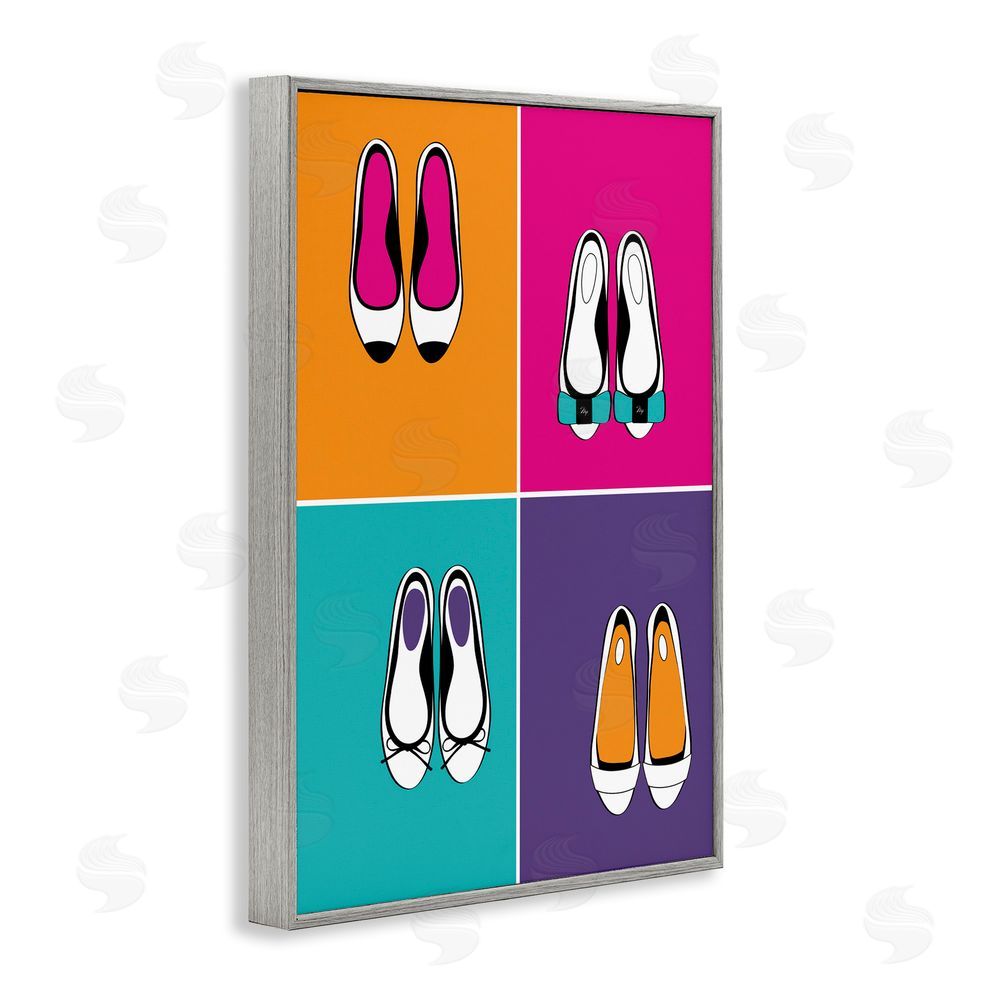 Martina Pavlova Bold Pop Trendy Flats Gray Framed Giclee Wall Art Print
