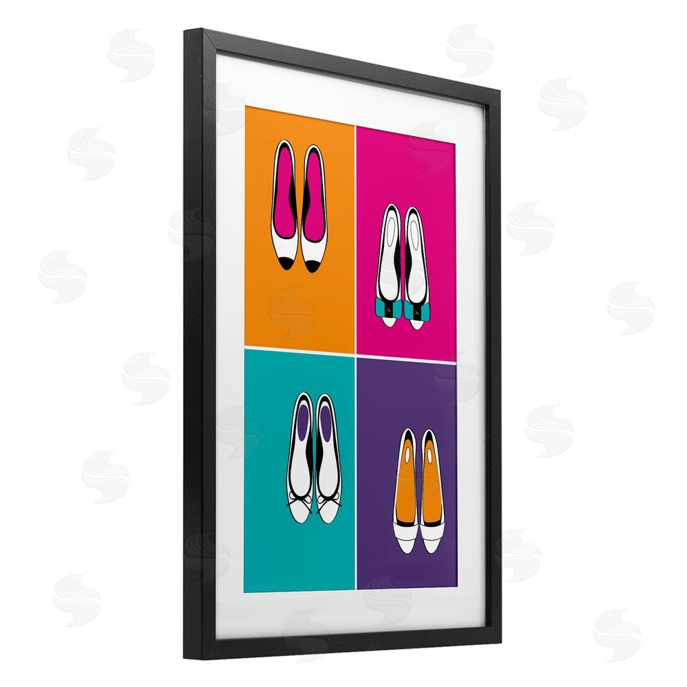 Martina Pavlova Bold Pop Trendy Flats Black Framed Print Under Glass with Matting Wall Art