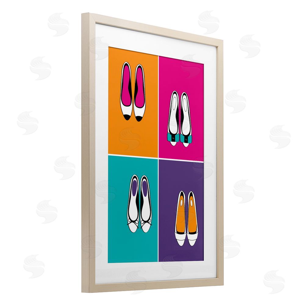 Martina Pavlova Bold Pop Trendy Flats Brown Framed Print Under Glass with Matting Wall Art