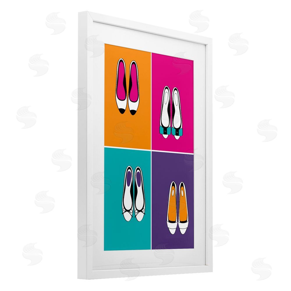 Martina Pavlova Bold Pop Trendy Flats White Framed Print Under Glass with Matting Wall Art