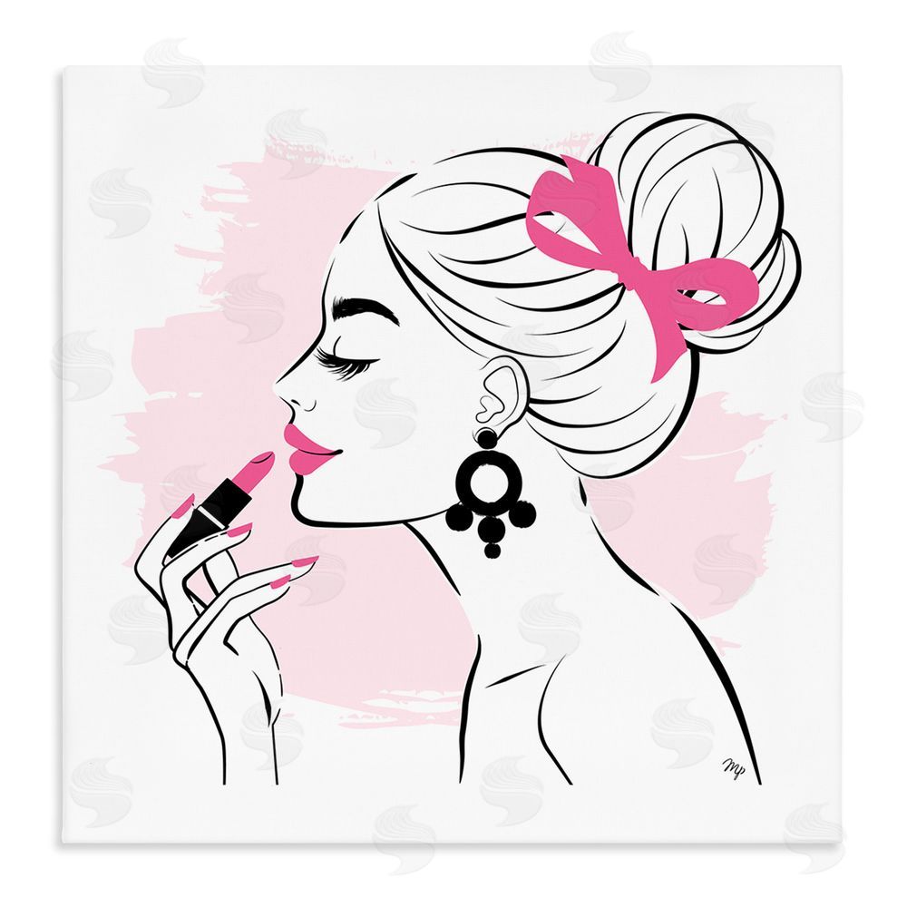 Martina Pavlova Applying Lipstick Girl Stretched Canvas Wall Art Print