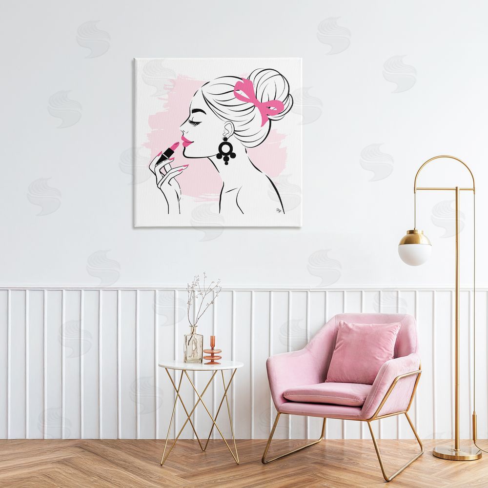 Martina Pavlova Applying Lipstick Girl Stretched Canvas Wall Art in Room