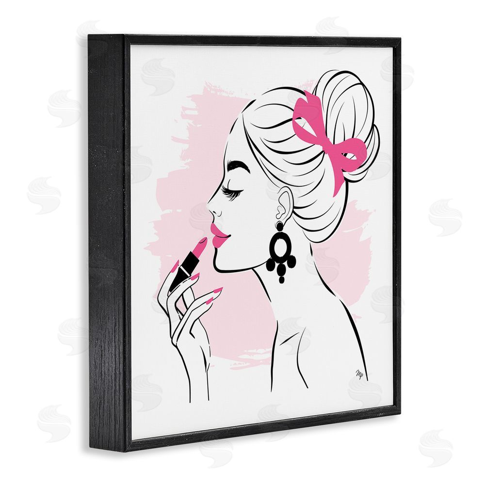 Martina Pavlova Applying Lipstick Girl Black Framed Giclee Wall Art Print