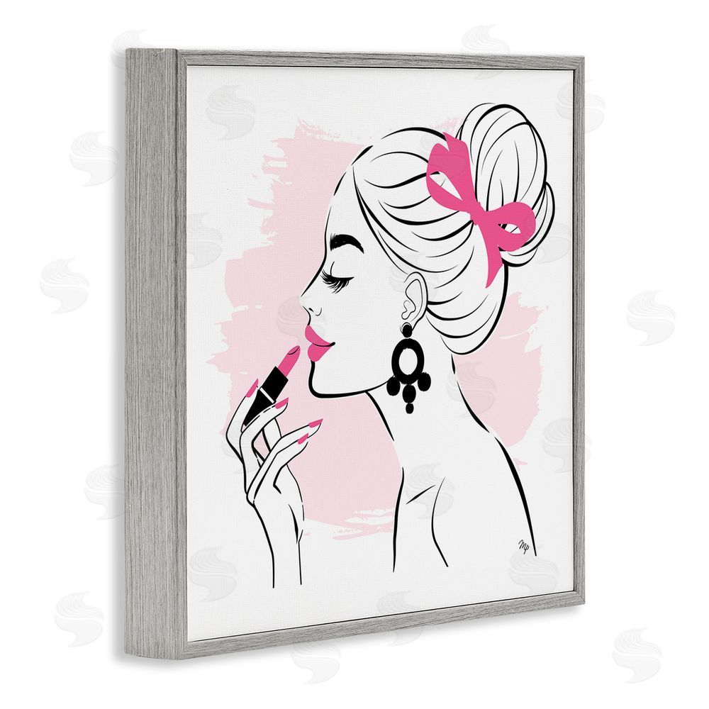 Martina Pavlova Applying Lipstick Girl Gray Framed Giclee Wall Art Print