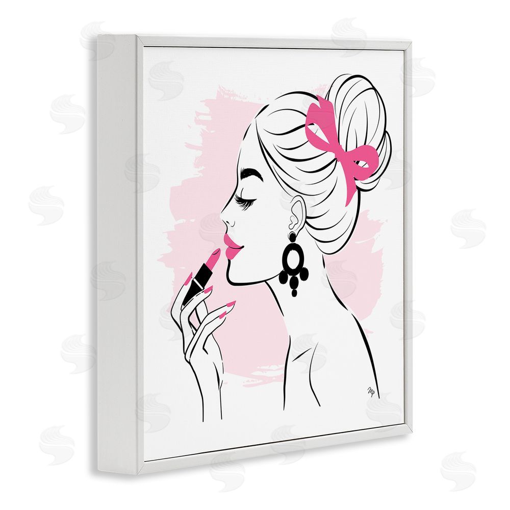 Martina Pavlova Applying Lipstick Girl White Framed Giclee Wall Art Print