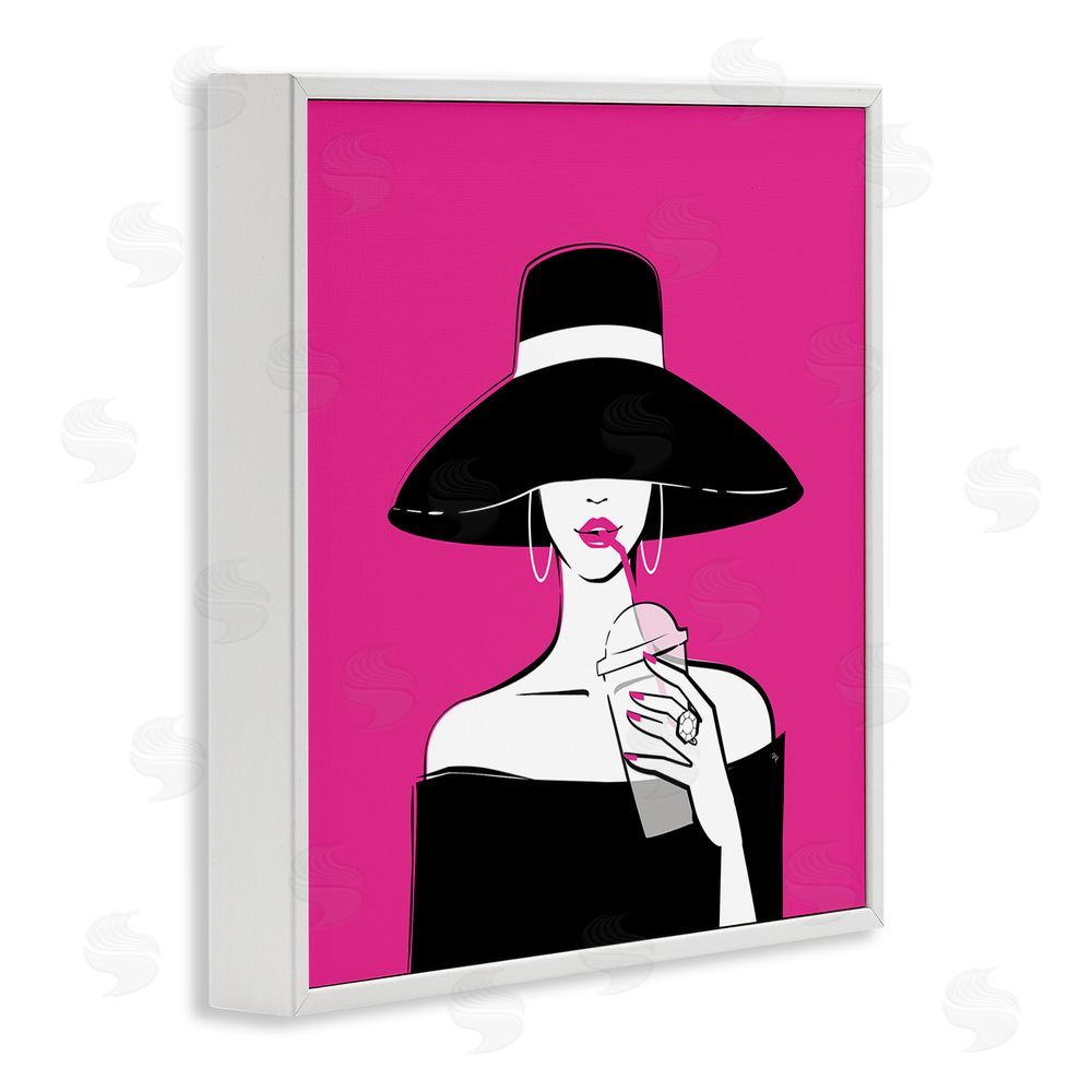 Martina Pavlova Black Hat Glamourous Woman White Framed Giclee Wall Art Print